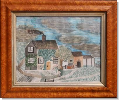 Na�ve Watercolour of Farmhouse c.1850 