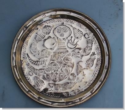 FINE EFIK NIGERIAN BRASS NEPTUNE CHARGER, c.1870