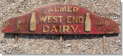 ADVERTISING CART BOARD for PALMER WEST END DAIRY , FAVERSHAM KENT
