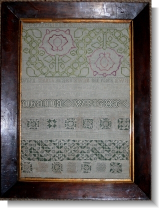 JOHNNA WRIGHT, 1701-06, EXCEPTIONAL WHITE WORK SAMPLER